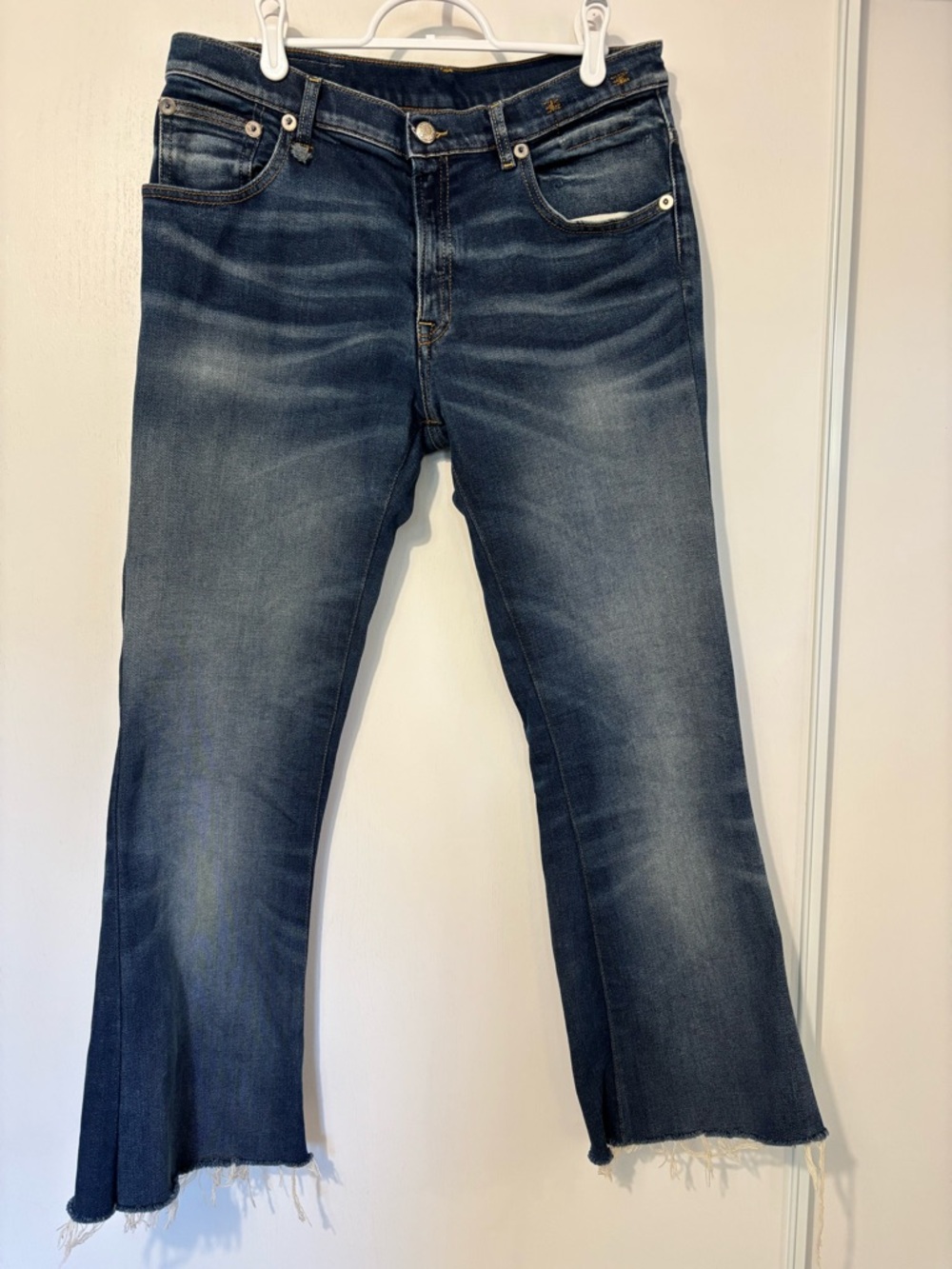 R13 Jane Jeans Size 29 Raw Hem Dark Denim Elevated Basic Distressed Quiet Luxury